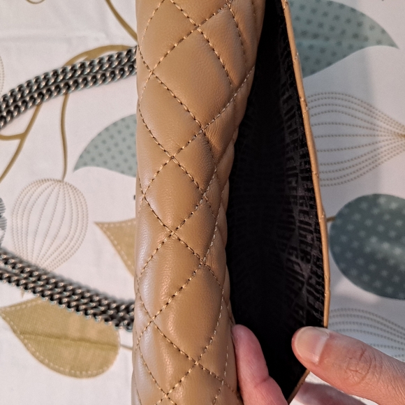 Kurt Geiger Brixton Tan Quilted Leather Wallet on Chain Crossbody Shoulder Bag - Picture 13 of 15